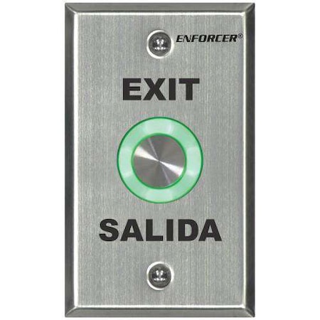 Seco-Larm Piezoelectric pushbutton. Vandal-resistant, single-gang plate. "EXIT" and "SALIDA" printe SLM-SD-6276-SS1Q